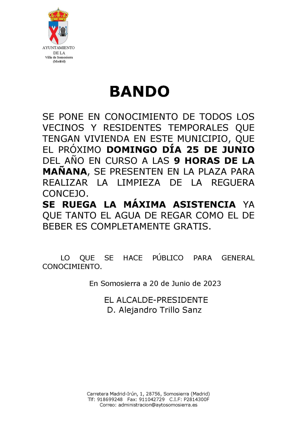Bando hacendera de reguera
