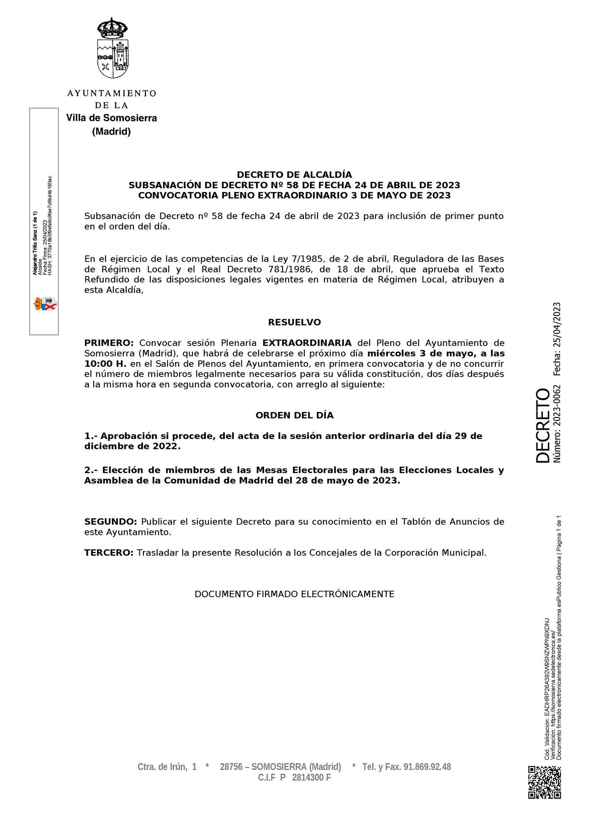 1 DECRETO CONVOCATORIA SUBSANACIÓN 2023 0062