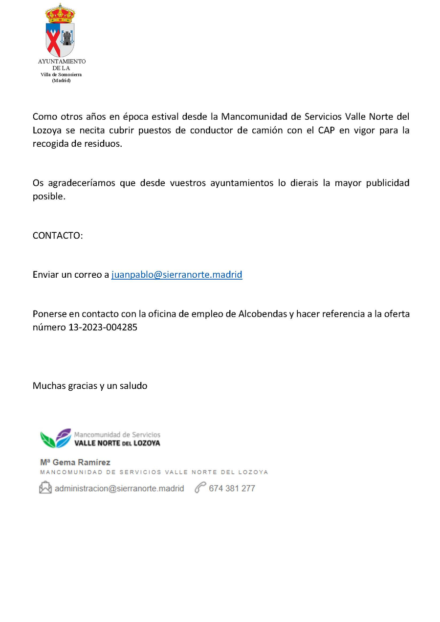 Anuncio empleo camionero