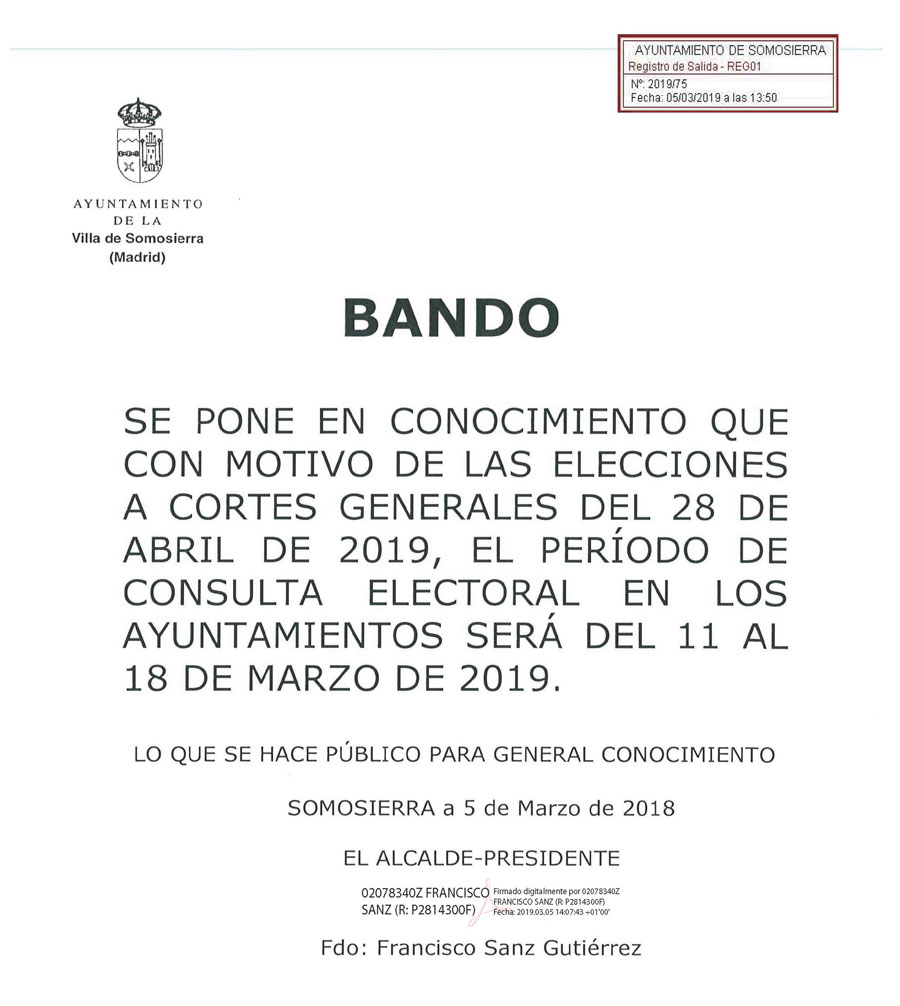 BANDO CONSULTA ELECTORAL 2019