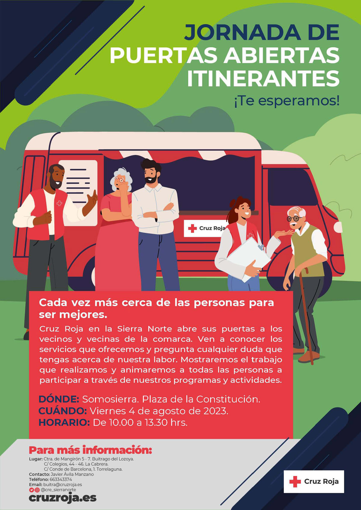 Cartel Cruz Roja Puertas Abiertas Itinerantes SOMOSIERRA