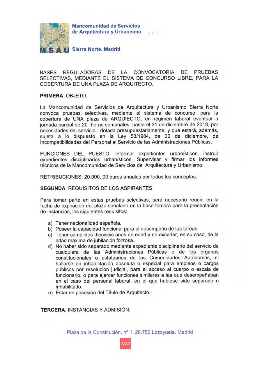Bases contratacion arquitecto MSAU