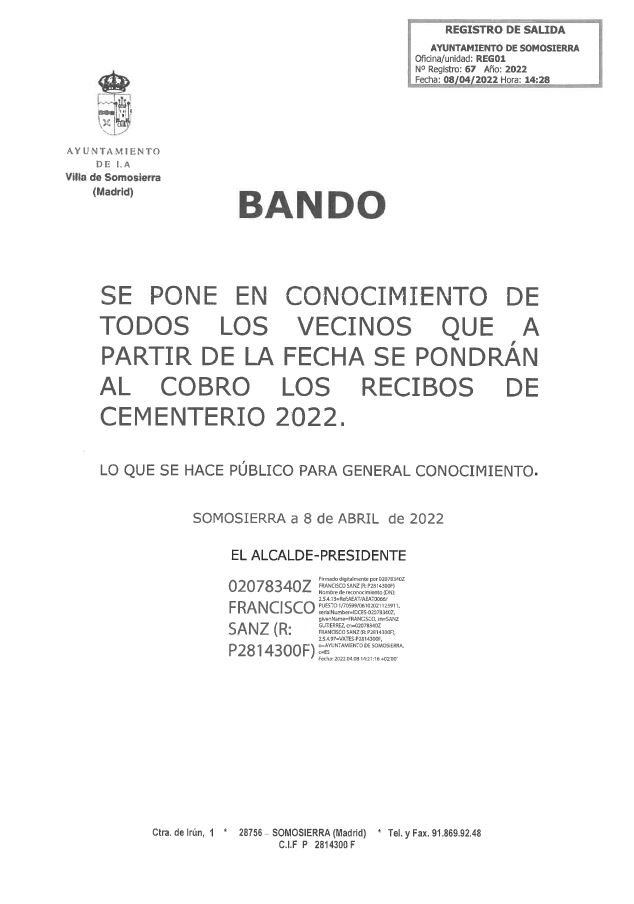 cobro recibos cementerio