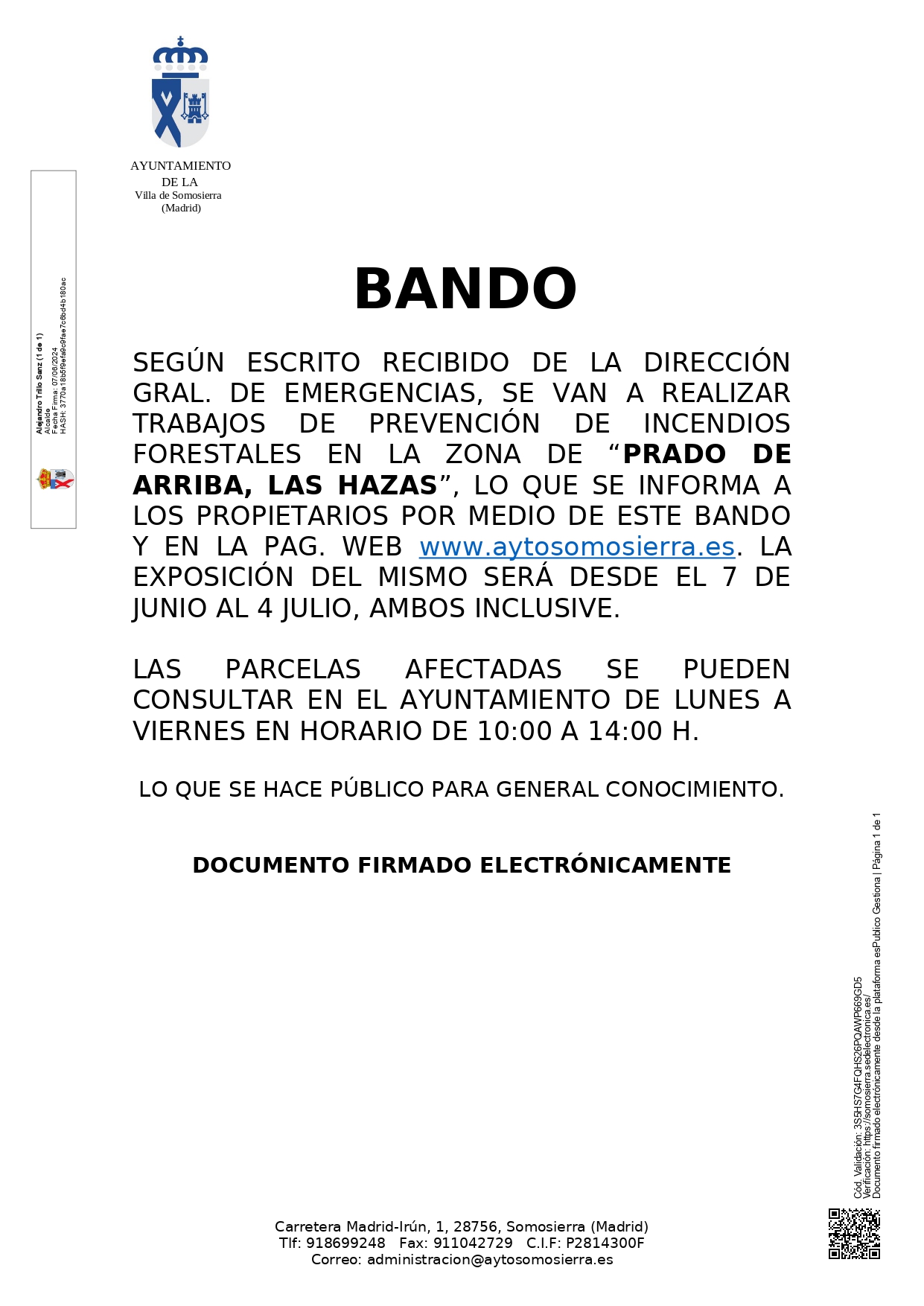 Bando trabajos e prevención de incendios