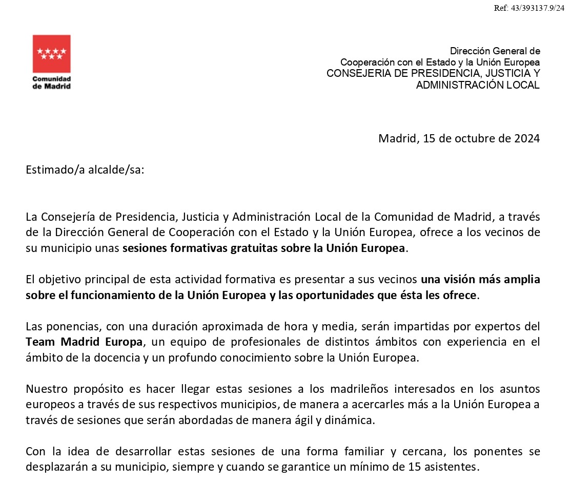 Carta Team Europa. Municipios