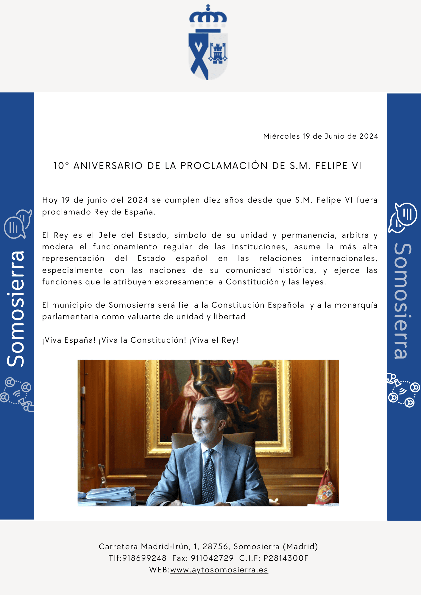 Comunicación Aniversario Felipe 6º