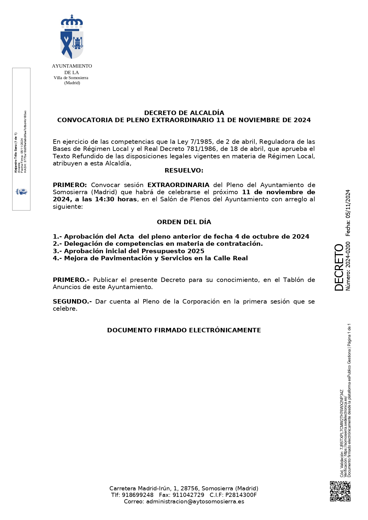 DECRETO 11 11 2024 convocatoria