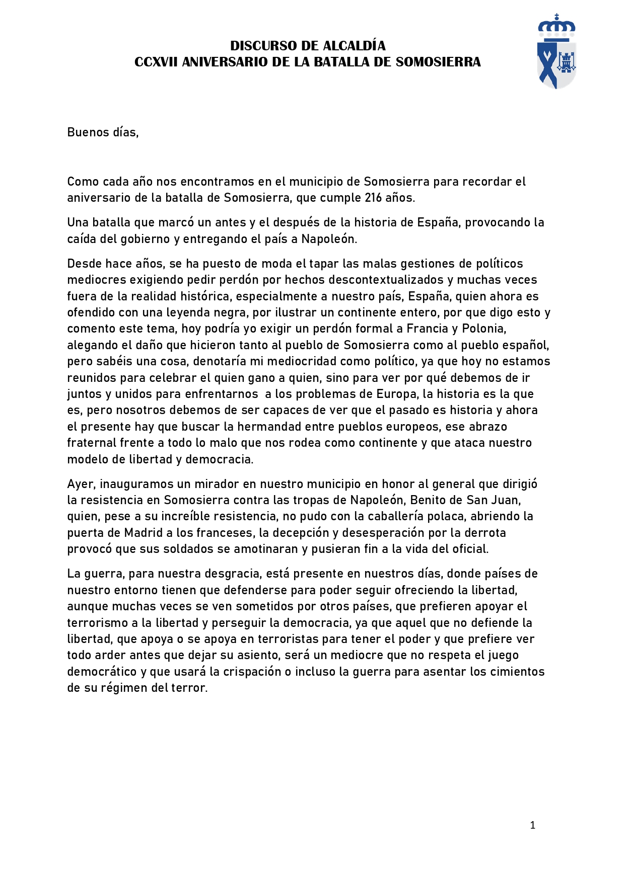 Discurso de 216 aniversario de la batalla de Somosierra pages to jpg 0001