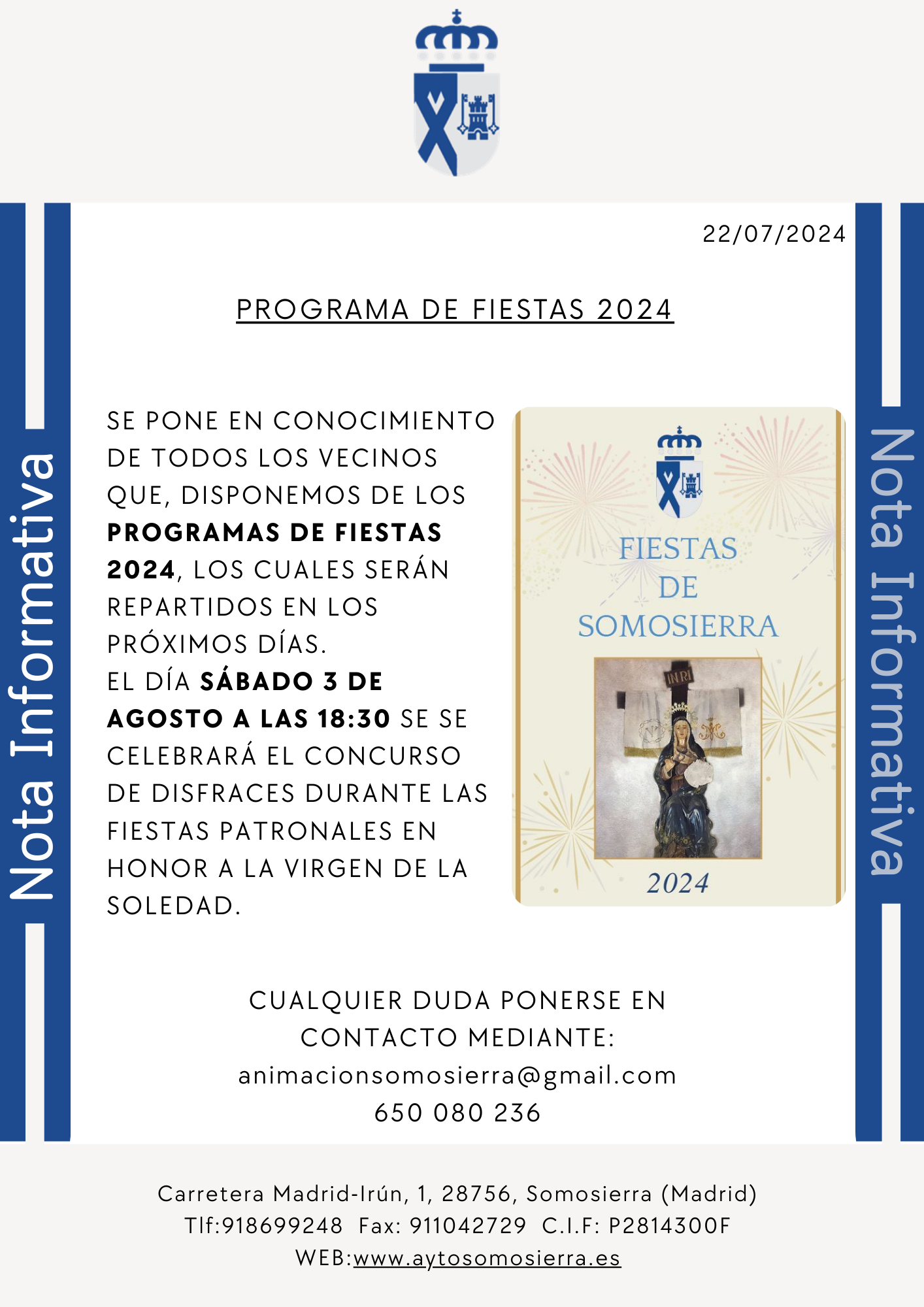 nota Informativa Programa de fiestas 2024