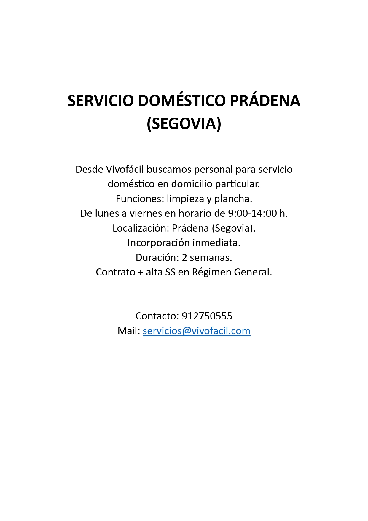 SERVICIO DOMÉSTICO PRÁDENA