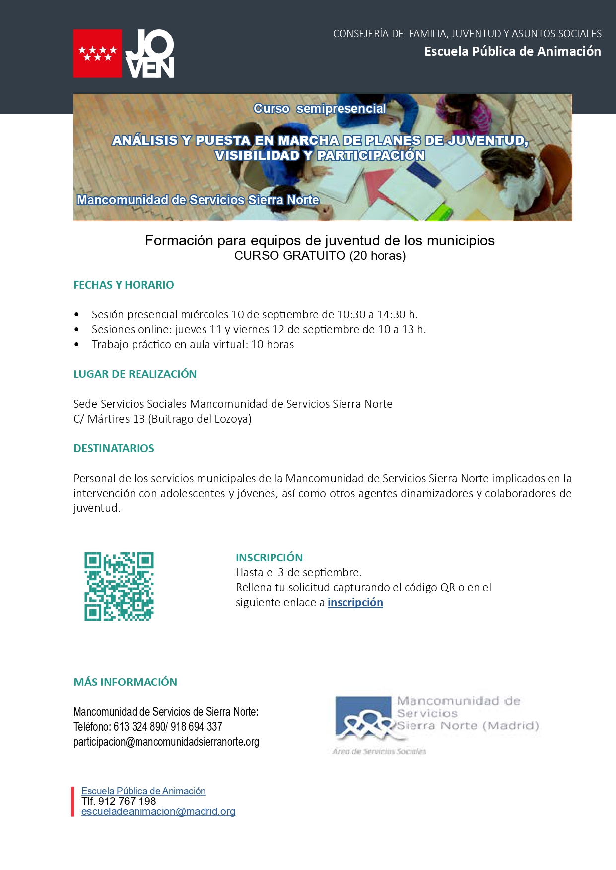 Cartel Planes de Juventud 2025 Mancomunidad Servicios Sierra Norte page 0001