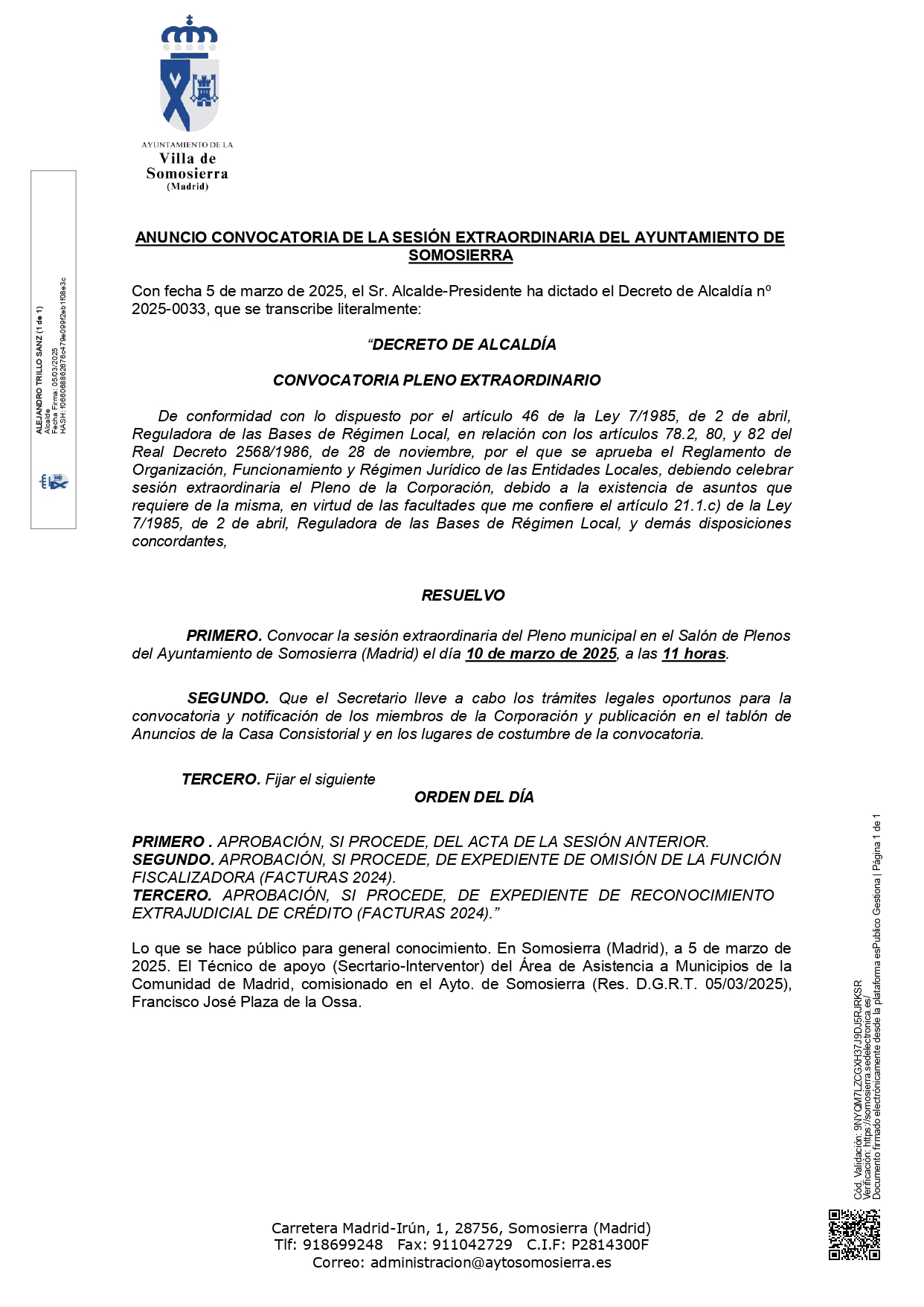 DECRETO 2025 0033 10 03 2025 convoc. pleno extraordinario