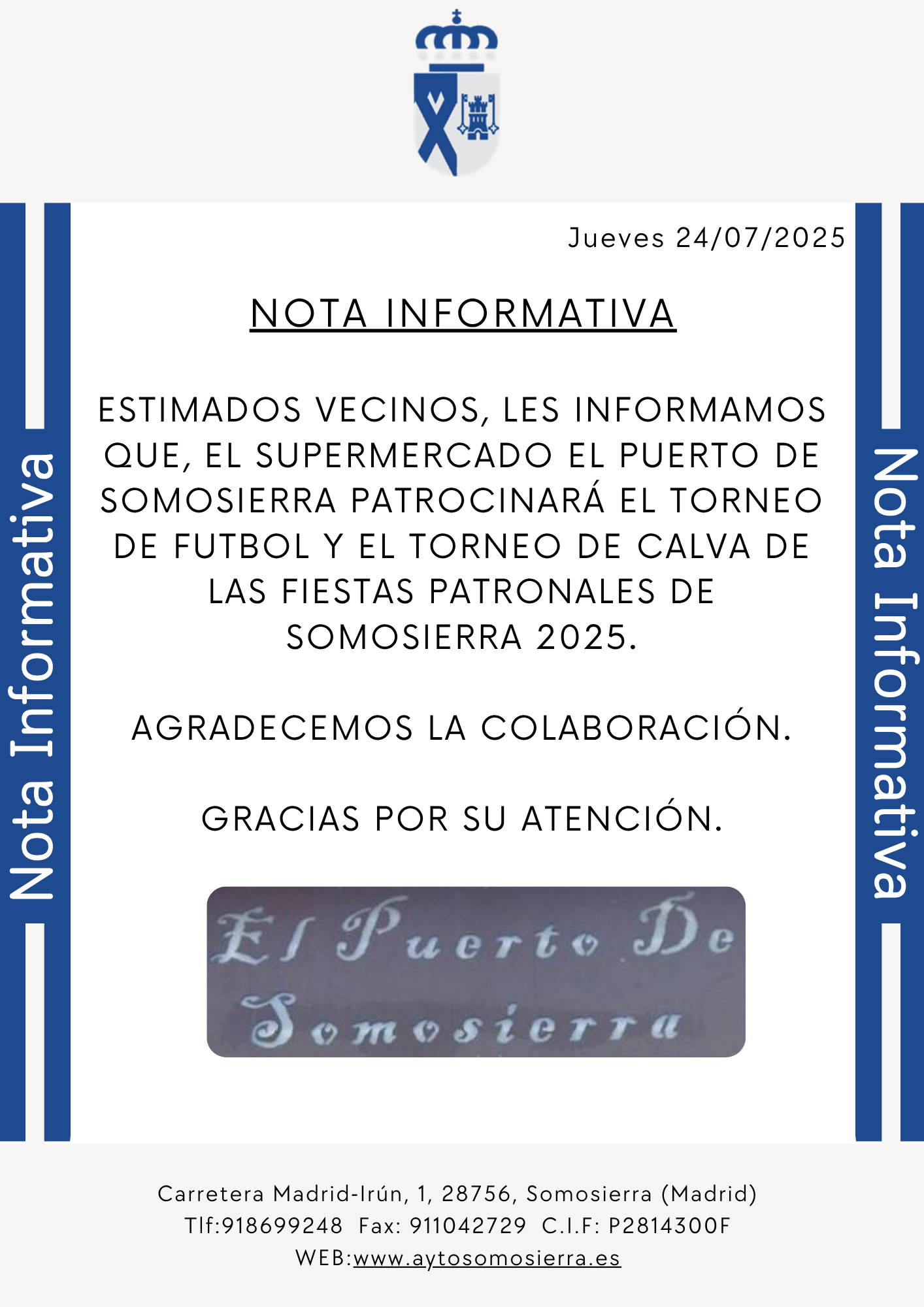 Nota Informativa Colaboracion Supermercado
