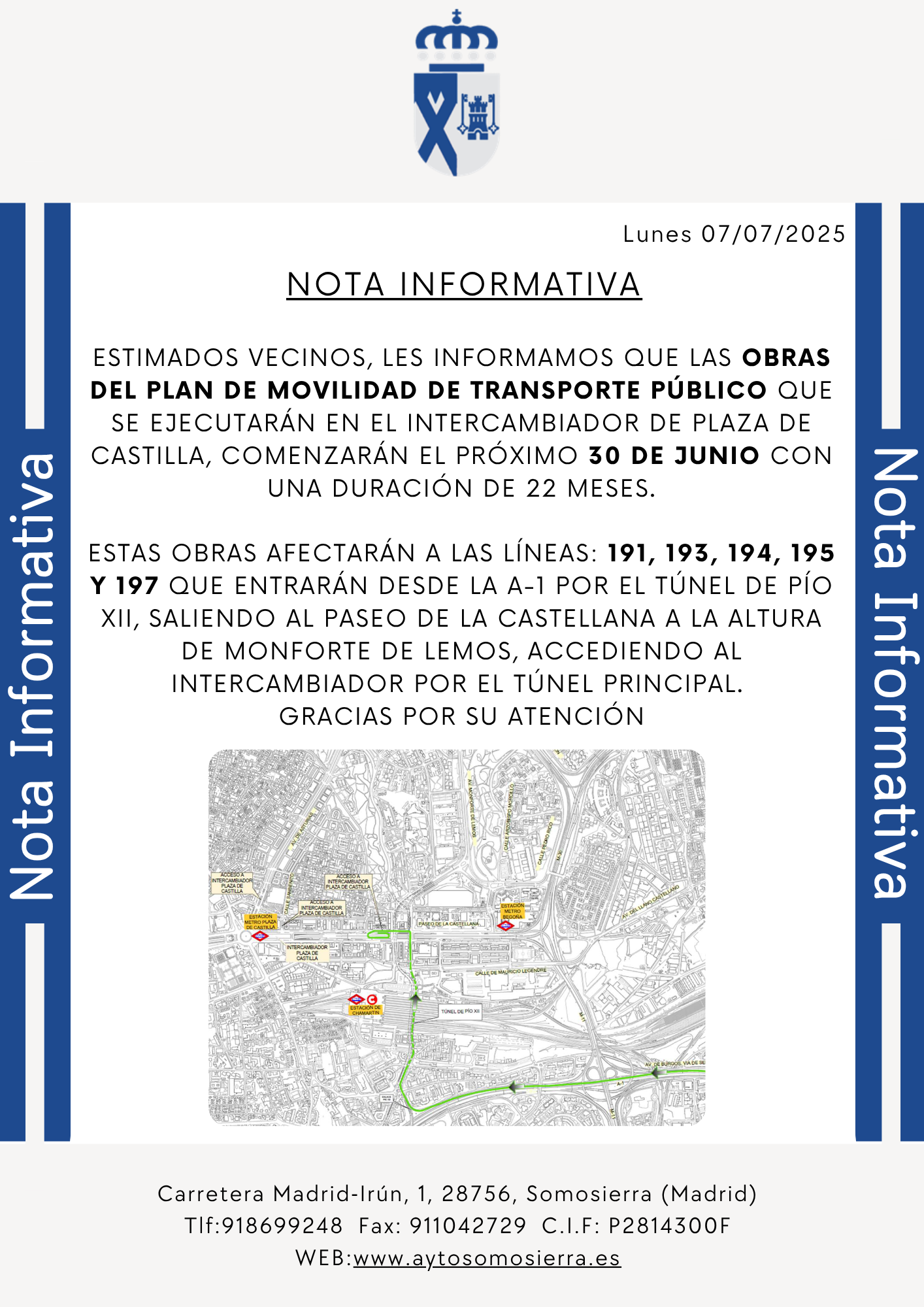 Nota Informativa Plan de Movilidad Transporte Público